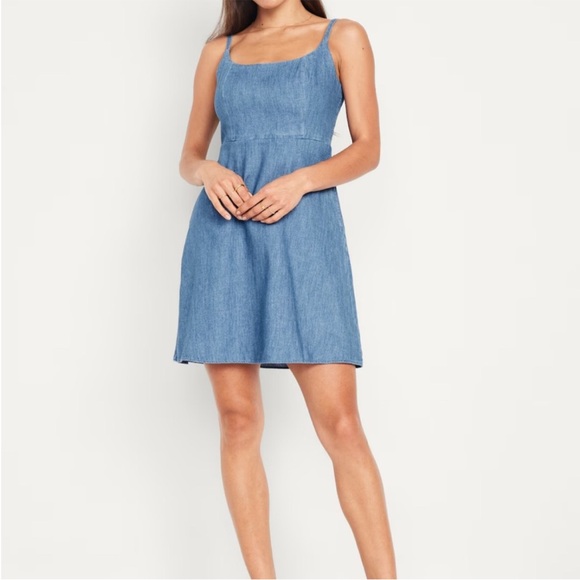 Old Navy Blue Denim Fit and Flare Cami Mini Dress - Picture 1 of 2